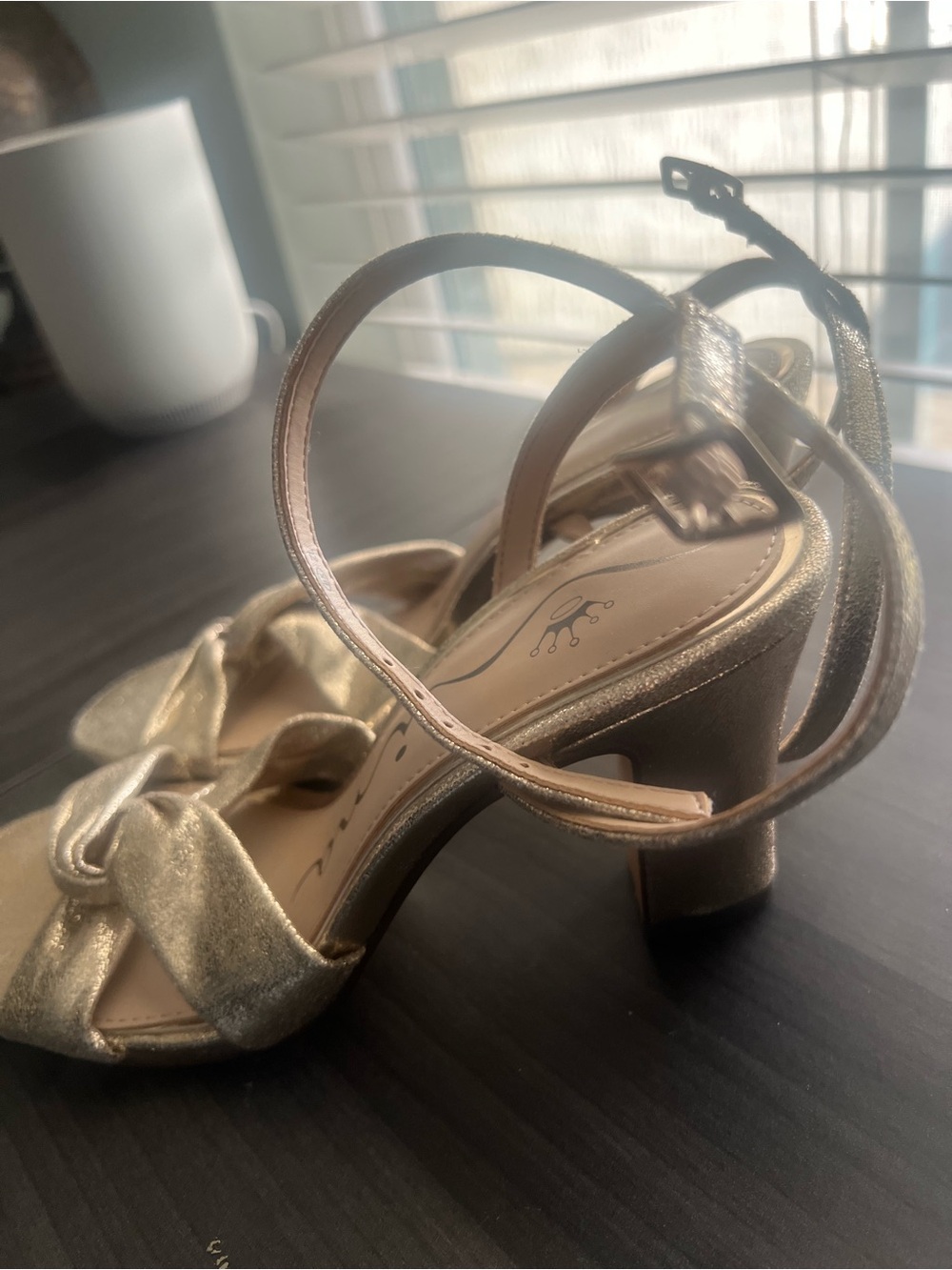 Nina Gold Knot Front Block Heel Sandals - Women